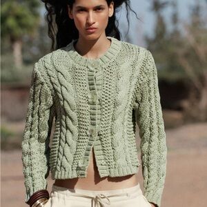 ZARA FLORAL BUTTON KNIT CARDIGAN